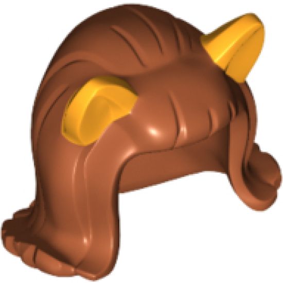 Minifigure, Hair Female Mid-Length Flipped Ends, Short Bangs, with Bright Light Orange Cat Ears Pattern