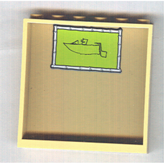 Panel 1 x 6 x 5 with Lime Boating Picture Pattern (Sticker) - Set 4982