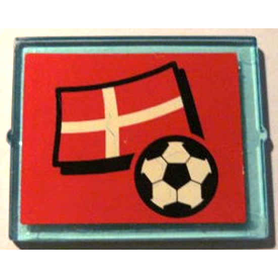 Glass for Window 1 x 4 x 3 with Flag of Denmark and Soccer Ball on Red Background Pattern (Sticker) - Set 3407