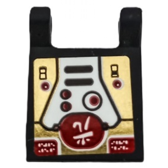 Flag 2 x 2 Square with Control Panel, White Japanese Logogram '?' (Light) and Gold Background Pattern (Sticker) - Set 8107
