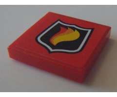 Tile 2 x 2 with Flame on Black Shield Classic Fire Logo Badge Pattern (Sticker) - Set 8154