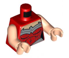 Torso Female Outline and Silver Trim and Belt Pattern (Wonder Woman) / Light Nougat Arms / Light Nougat Hands