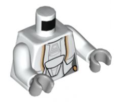 Torso SW Jedi Robe, Female with Gold Markings Pattern / White Arms / Light Bluish Gray Hands