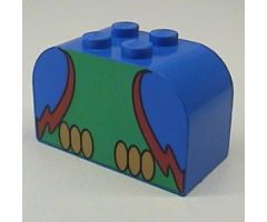 Slope, Curved 4 x 2 x 2 Double with Four Studs with Parrot Body Pattern