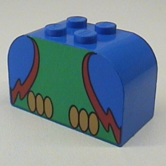 Slope, Curved 4 x 2 x 2 Double with Four Studs with Parrot Body Pattern