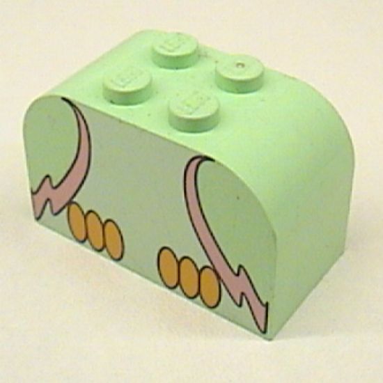 Slope, Curved 4 x 2 x 2 Double with Four Studs with Parrot Body Pattern