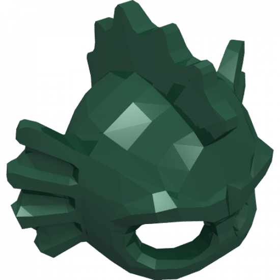 Minifigure, Headgear Head Cover, Swamp Creature with Eye Holes, Fins and Spikes