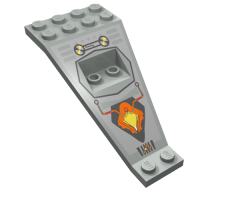 Wing Plate Bi-level 8 x 4 and 2 x 3 1/3 Down with Silver/Orange/Black UFO Logo Pattern