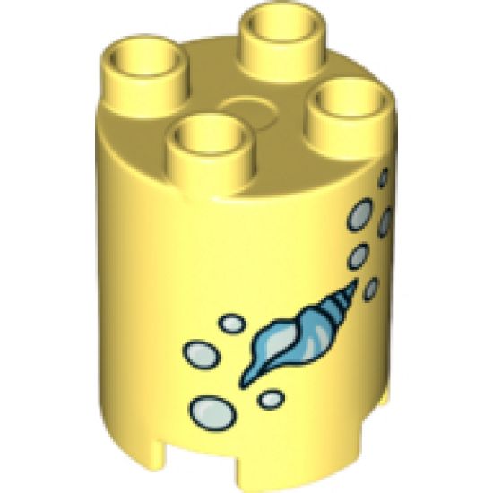 Duplo, Brick Round 2 x 2 x 2 with Shell and Bubbles Pattern