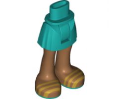 Mini Doll, Legs with Hips and Skirt, Medium Nougat Legs and Open Sandals with Gold Straps and Dark Turquoise Soles Pattern