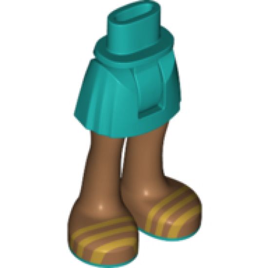 Mini Doll, Legs with Hips and Skirt, Medium Nougat Legs and Open Sandals with Gold Straps and Dark Turquoise Soles Pattern