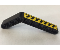 Technic, Liftarm 1 x 9 Bent (6 - 4) Thick with Black and Yellow Danger Stripes Pattern Model Left Side (Sticker) - Set 8446
