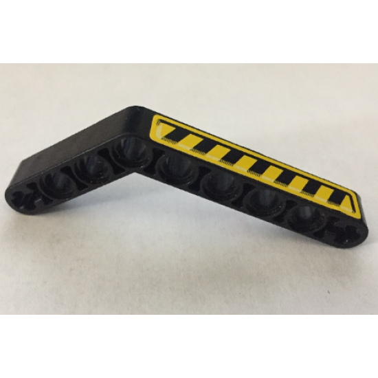 Technic, Liftarm 1 x 9 Bent (6 - 4) Thick with Black and Yellow Danger Stripes Pattern Model Left Side (Sticker) - Set 8446