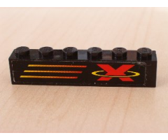 Brick 1 x 6 with X-Treme Team Logo Right Pattern (Sticker) - Set 6567