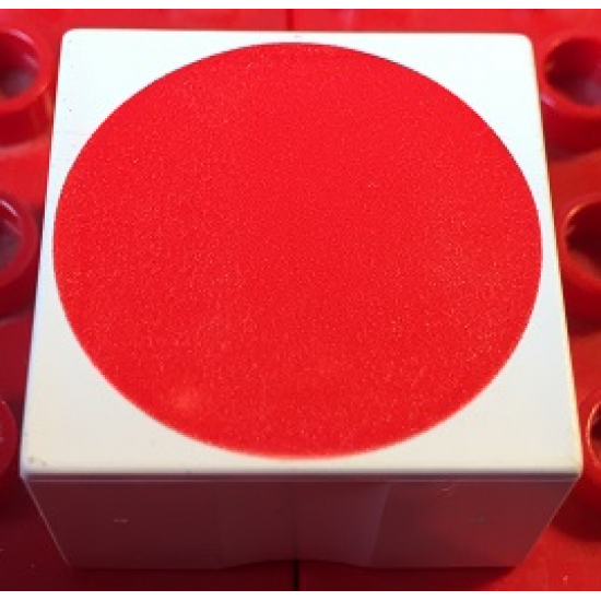 Duplo, Tile 2 x 2 x 1 with Shape Red Circle Pattern