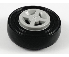 Wheel & Tire Assembly 8mm D. x 6mm with Black Tire 14mm D. x 4mm Smooth Small Single (4624 / 3139)