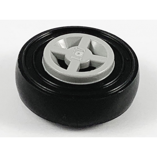 Wheel & Tire Assembly 8mm D. x 6mm with Black Tire 14mm D. x 4mm Smooth Small Single (4624 / 3139)