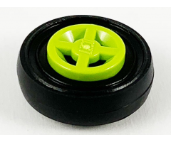 Wheel & Tire Assembly 8mm D. x 6mm with Black Tire 14mm D. x 4mm Smooth Small Single (4624 / 3139)