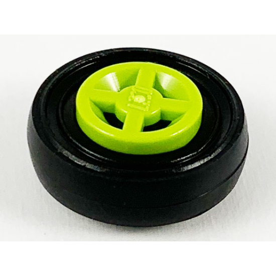 Wheel & Tire Assembly 8mm D. x 6mm with Black Tire 14mm D. x 4mm Smooth Small Single (4624 / 3139)