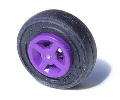 Wheel & Tire Assembly 8mm D. x 6mm with Black Tire 14mm D. x 4mm Smooth Small Single (4624 / 3139)