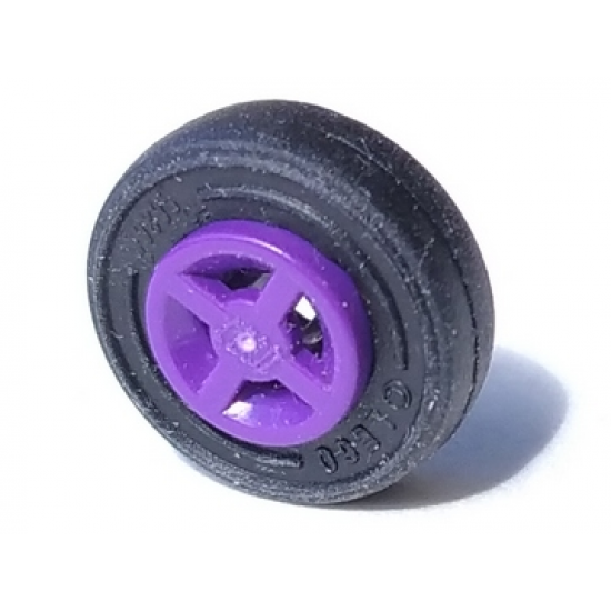 Wheel & Tire Assembly 8mm D. x 6mm with Black Tire 14mm D. x 4mm Smooth Small Single (4624 / 3139)