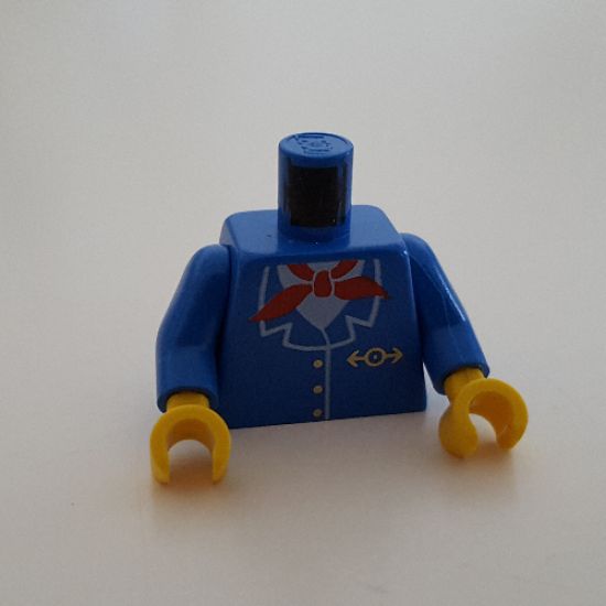 Torso Train Jacket and Red Scarf Pattern / Blue Arms / Yellow Hands