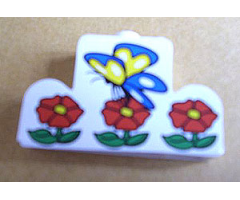 Brick, Modified 1 x 4 x 2 Center Stud Top with Butterfly and Flowers Pattern (Sticker) - Set 4165
