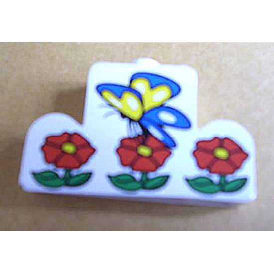 Brick, Modified 1 x 4 x 2 Center Stud Top with Butterfly and Flowers Pattern (Sticker) - Set 4165