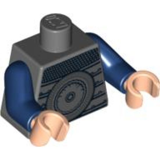 Torso Armor with Large Disc and Chain Mail Pattern / Dark Blue Arms / Light Nougat Hands