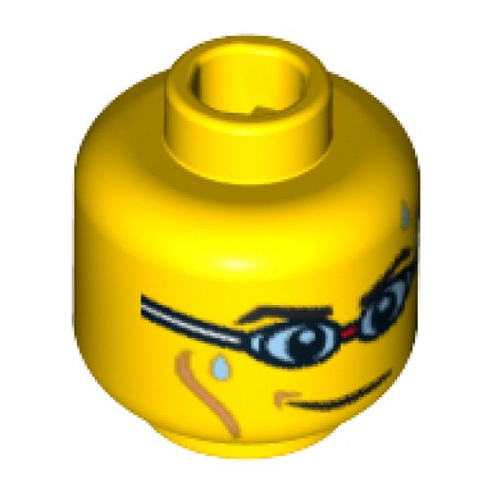 Minifigure, Head Black Eyebrows, Cheek Lines and Swim Goggles Pattern - Blocked Open Stud