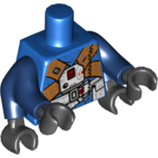 Torso SW Jumpsiut, Orange Crossed Belts and Front Panel Pattern (Rio Durant) / Dark Blue Double Arms / Black Hands