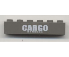 Brick 1 x 6 with 'CARGO' and 'BE 50380' Pattern (Sticker) - Set 4514
