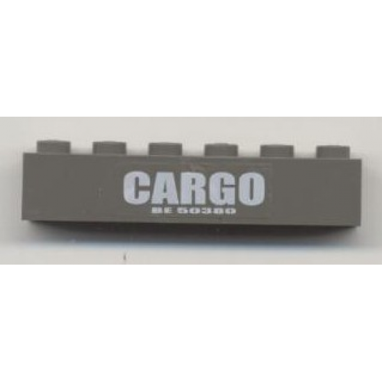 Brick 1 x 6 with 'CARGO' and 'BE 50380' Pattern (Sticker) - Set 4514