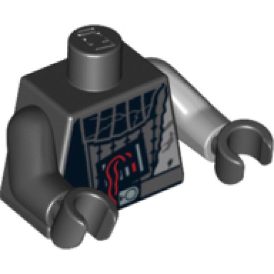 Torso SW Darth Vader Damaged Pattern / Light Bluish Gray Arm Left / Black Arm Right / Black Hands