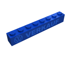 Brick 1 x 8 with Blue 'VW VERKAUF' Pattern