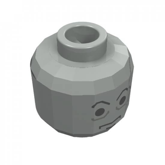 Minifigure, Head Male Scars Gray Left, Black Eyebrows Pattern (Darth Vader original) - Blocked Open Stud