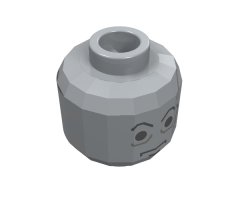 Minifigure, Head Male Scars Gray Left, Black Eyebrows Pattern (Darth Vader original) - Blocked Open Stud