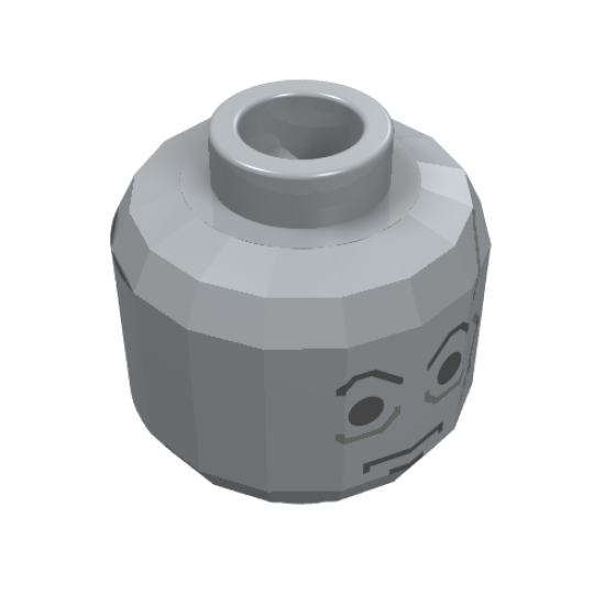 Minifigure, Head Male Scars Gray Left, Black Eyebrows Pattern (Darth Vader original) - Blocked Open Stud