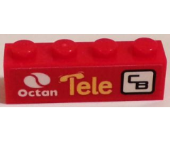 Brick 1 x 4 with Octan Logo, 'Tele', and 'CB' Pattern Model Left Side (Sticker) - Set 60084