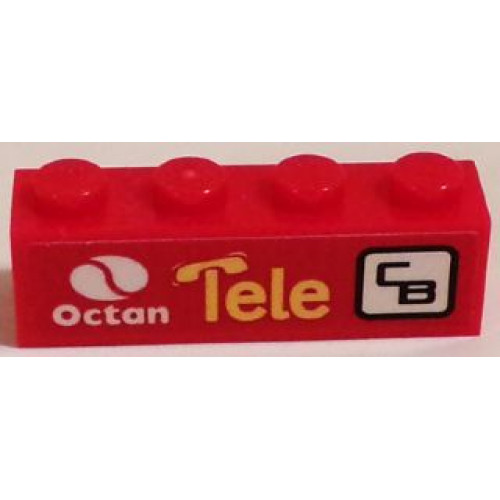 Brick 1 x 4 with Octan Logo, 'Tele', and 'CB' Pattern Model Left Side (Sticker) - Set 60084
