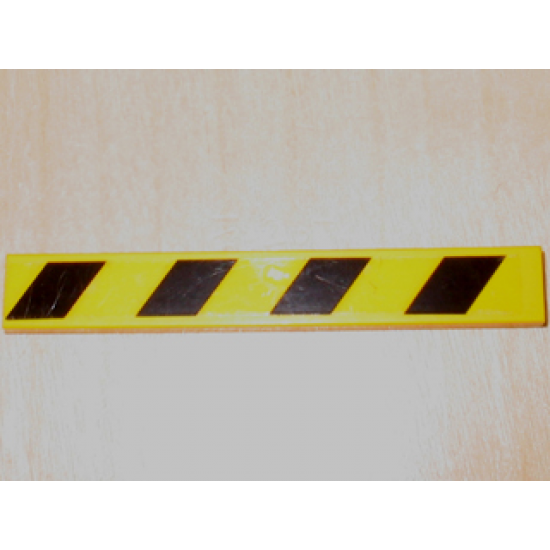 Tile 1 x 8 with Black Danger Stripes Pattern (Sticker) - Set 4853