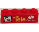 Brick 1 x 4 with Octan Logo, 'Tele', and 'CB' Pattern Model Right Side (Sticker) - Set 60084