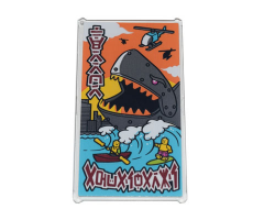 Glass for Window 1 x 4 x 6 with Movie Poster with Ninjago Logogram 'Terror Aquasharks', Shark and Waves Pattern (Sticker) - Set 71741