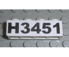 Brick 1 x 4 with Black 'H3451' Pattern (Sticker) - Set 3451