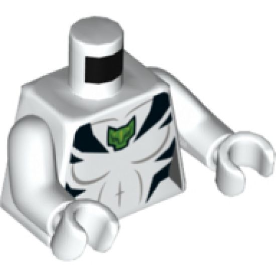 Torso Female Outline with Green Cat Logo, Black Stripes, and Gray Contour Lines Front and Back Pattern / White Arms / White Hands