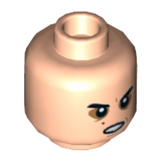 Minifigure, Head Dual Sided SW Black Eyebrows, Sunken Eyes, Red Beauty Mark / Mole, Right Eye Scar, Open Mouth / Determined Pattern (Kylo Ren) - Hollow Stud