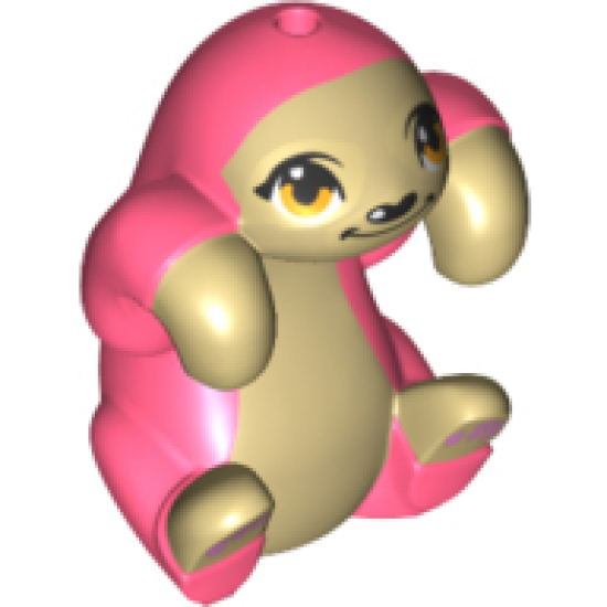 Sloth, Friends with Coral Fur, Bright Light Orange Eyes and Bright Pink Paw Pads Pattern