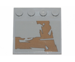 Tile, Modified 4 x 4 with Studs on Edge with Dark Tan Tattered Stripes Pattern Model Right Side (Sticker) - Set 75292