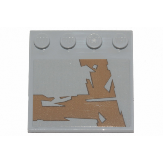 Tile, Modified 4 x 4 with Studs on Edge with Dark Tan Tattered Stripes Pattern Model Right Side (Sticker) - Set 75292