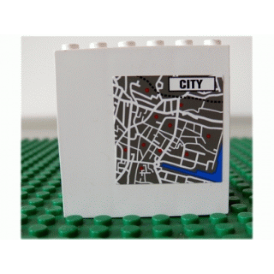Brick 1 x 6 x 5 with Map and 'CITY' Pattern (Sticker) - Set 7035
